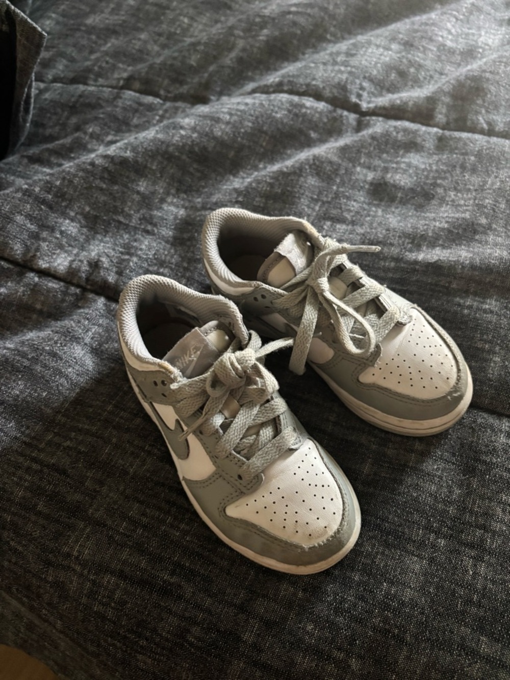 Nike Kids Gray and White Low-Top Sneakers
